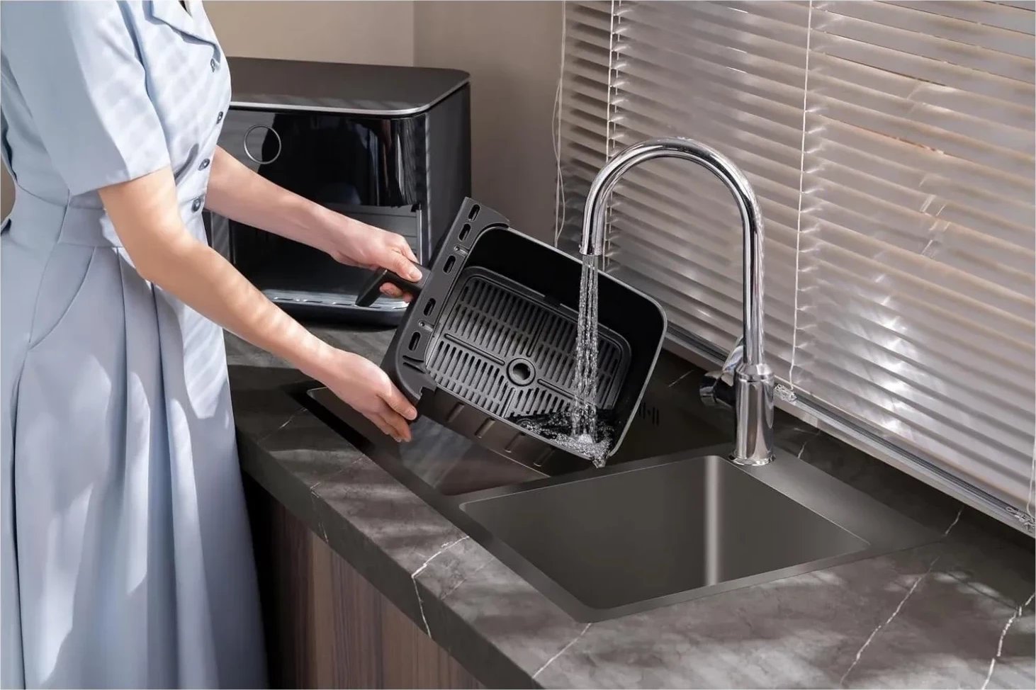 Fryer ajri Xiaomi Dual Zone 10L, aplikacion, dy shporta, e zezë