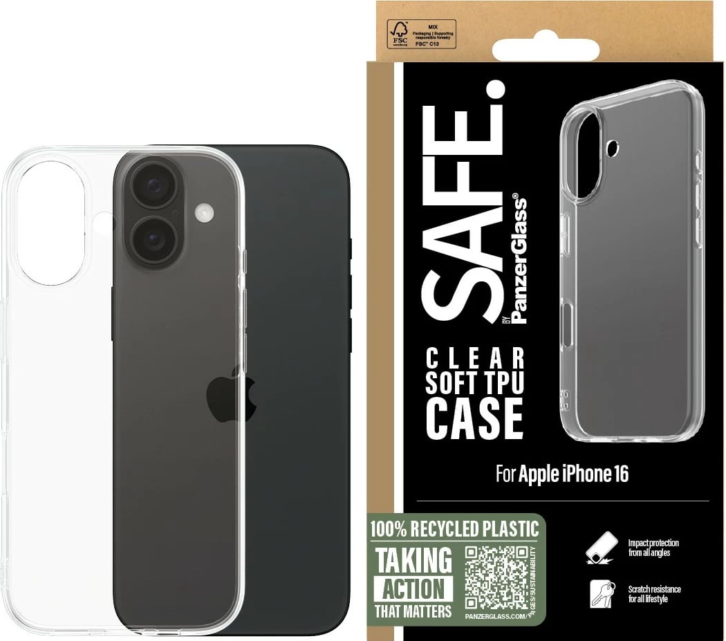 Mbështjellës PanzerGlass për iPhone 16, transparent