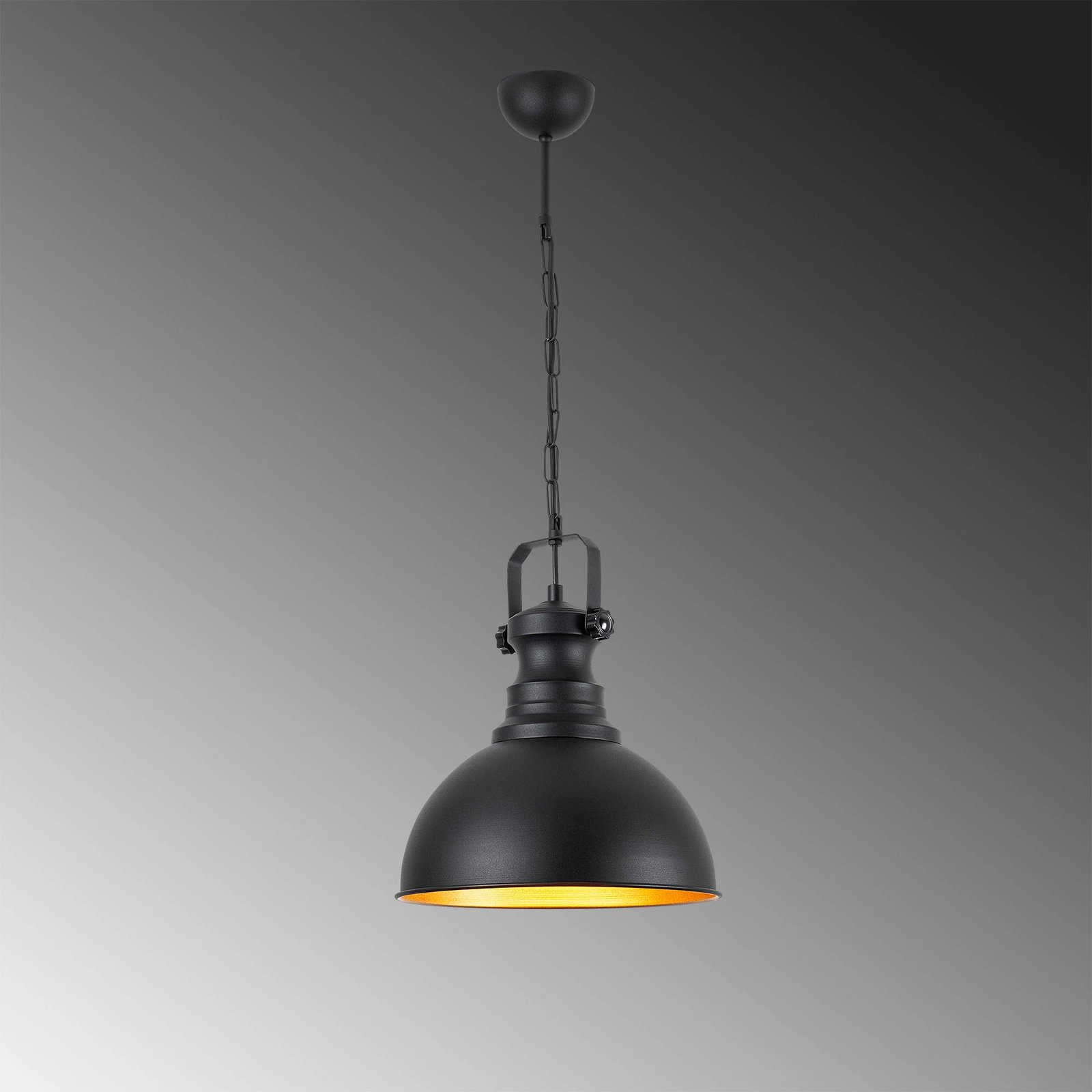 Llambë tavani moderne, Opviq Sağlam 3710-1, metal i zi, kapak druri Llambë tavani moderne, Opviq Sağlam 3710-1, metal i zi, kapak druri