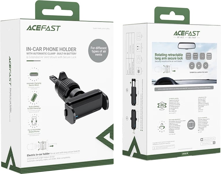 Mbështjellës automatik për veturë Acefast D9, për grilë ventilimi, i zi