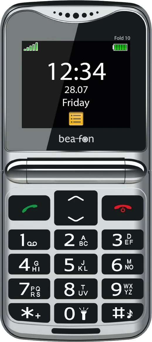 Celular Beafon Fold10, Clamshell, Single SIM, 5.59 cm (2.2"), 1000 mAh, E zezë, Argjend