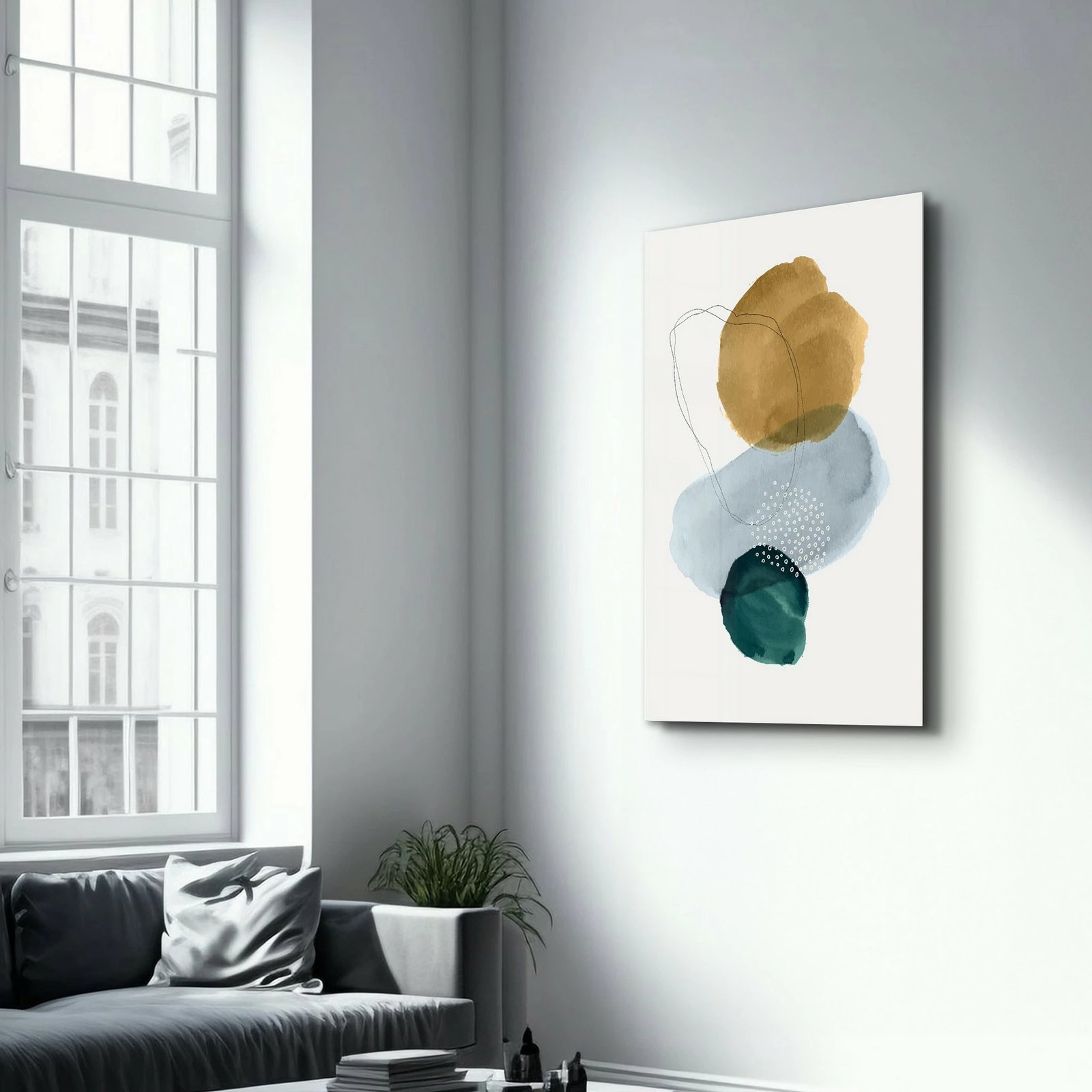 Pikturë dekorative prej xhami të temperuar, shumëngjyrëshe, CAM-2061, 46x72cm