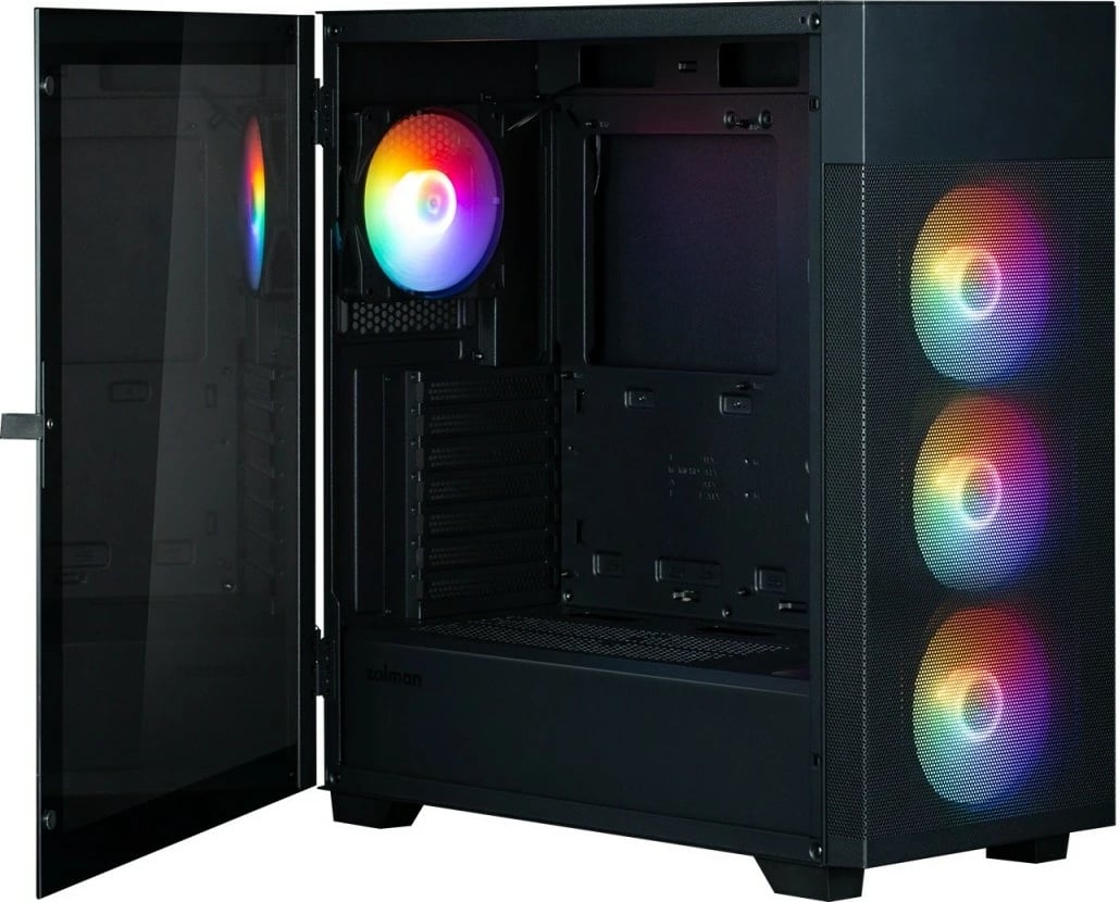 Kasë Zalman S5 NEO Black, ATX Mid Tower, 4 ventilatorë RGB, xham i temperuar, e zezë