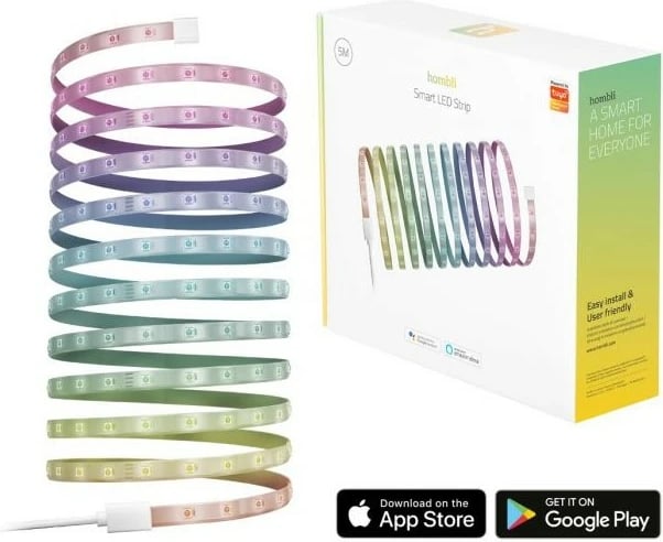 Dritë LED Hombli RGB 5m, Smart, Wi-Fi, e bardhë