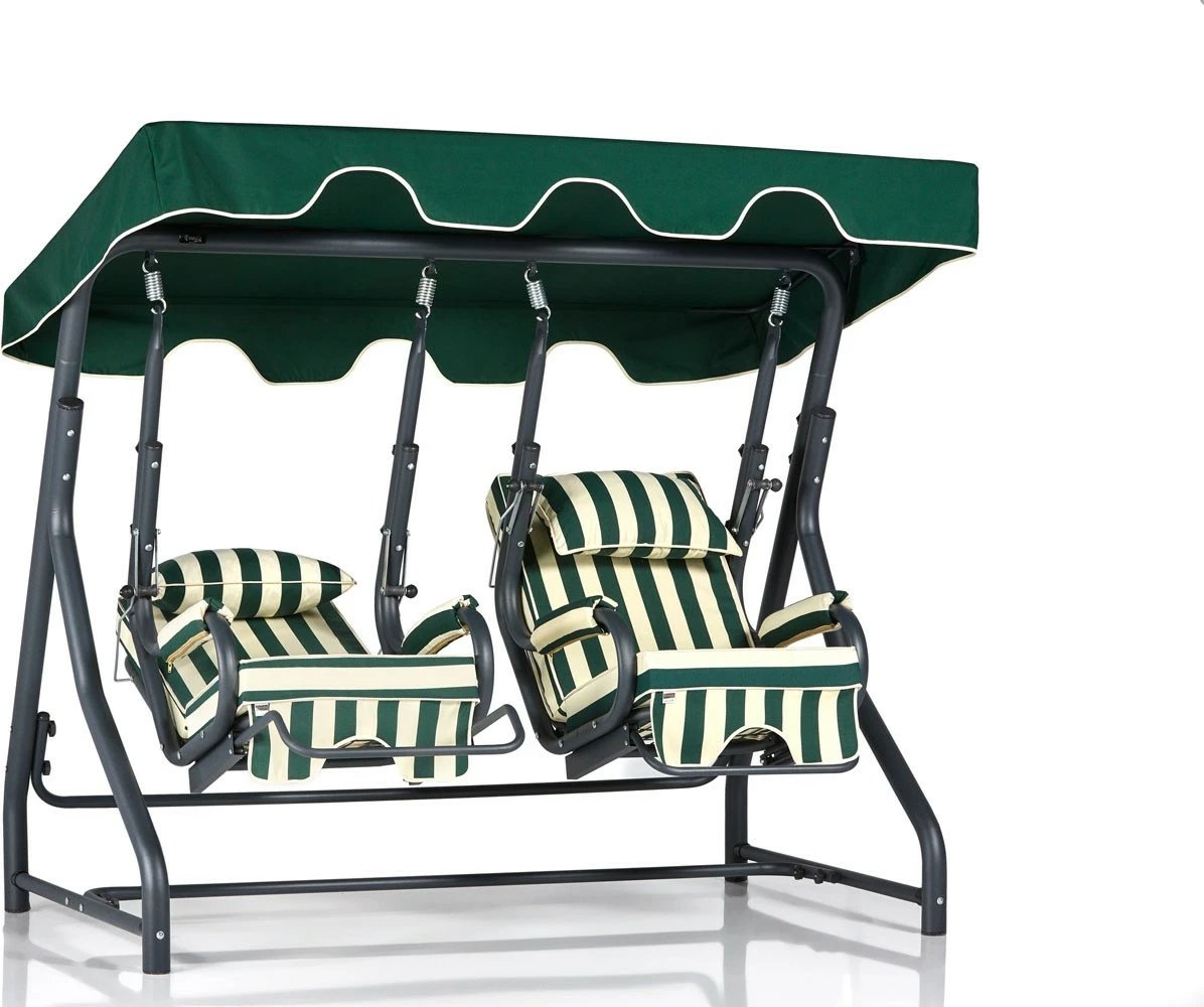 Karrige lëkundëse dyshe për kopsht, Skye Decor, Daisy 2, e bardhë, e gjelbër, e zezë