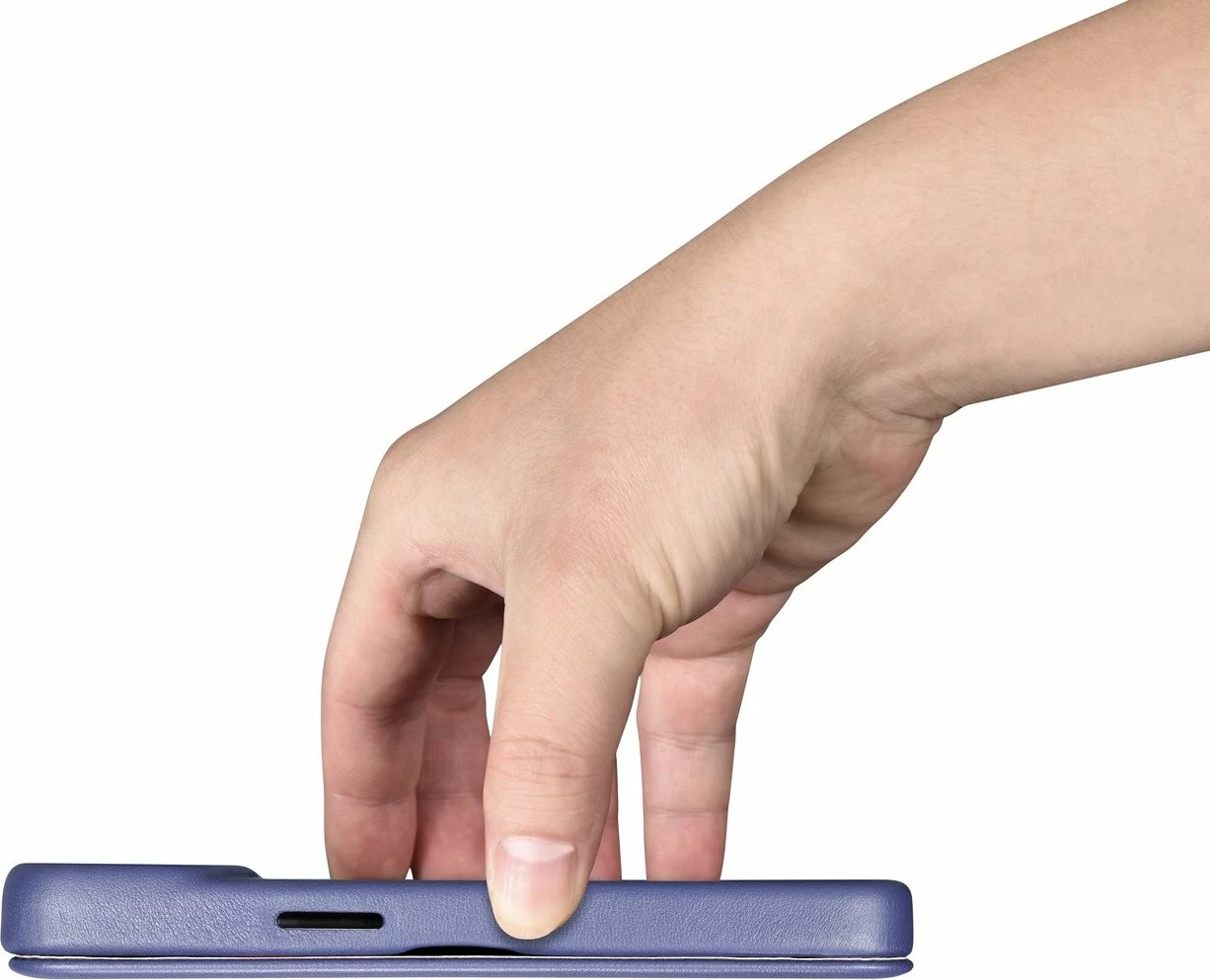 Mbështjellës lëkure iCarer CE Premium Folio për iPhone 14 Plus, MagSafe, Vjollcë e lehtë