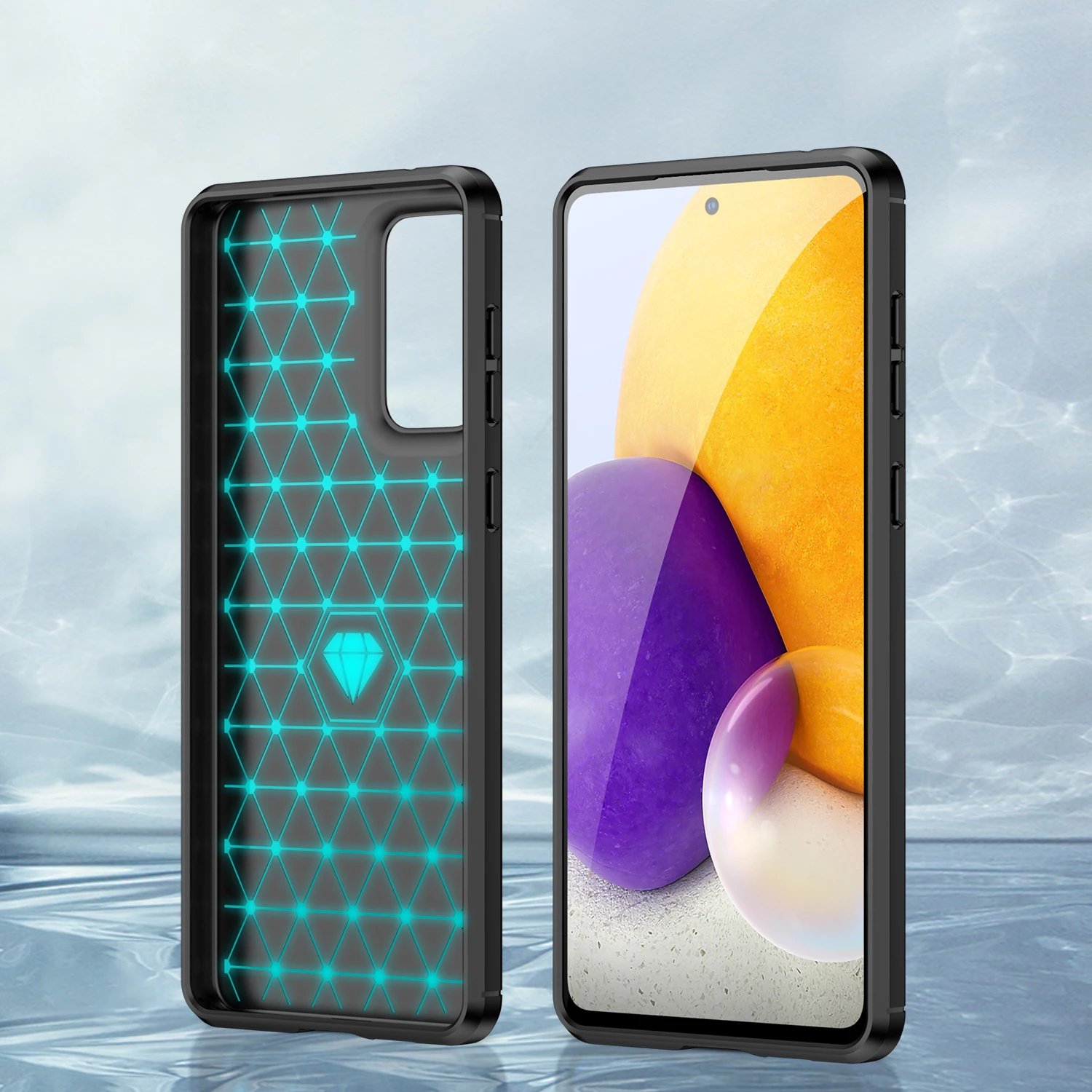 Mbështjellës Hurtel Carbon Case për Samsung Galaxy A73, TPU, i zi