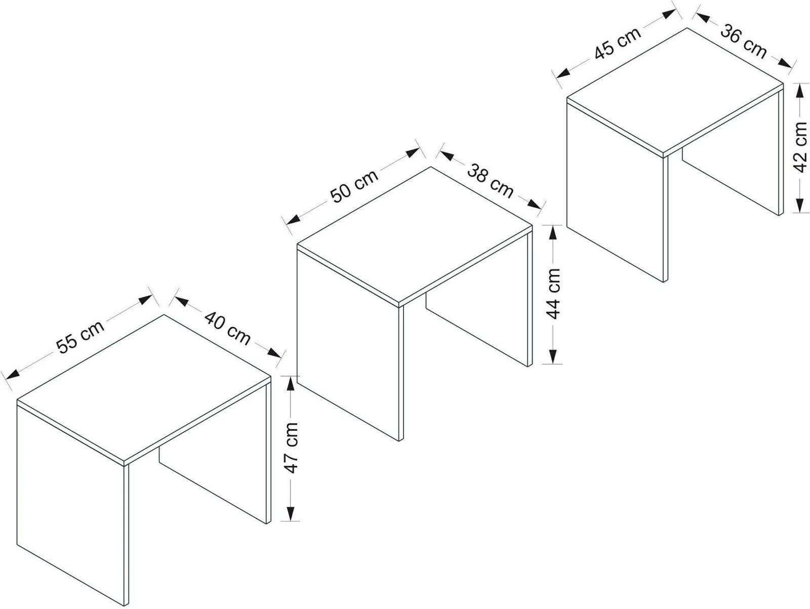 Set tavolinash ndihmëse të mbivendosura (3 copë), Skye Decor, Alya, ngjyrë e bardhë