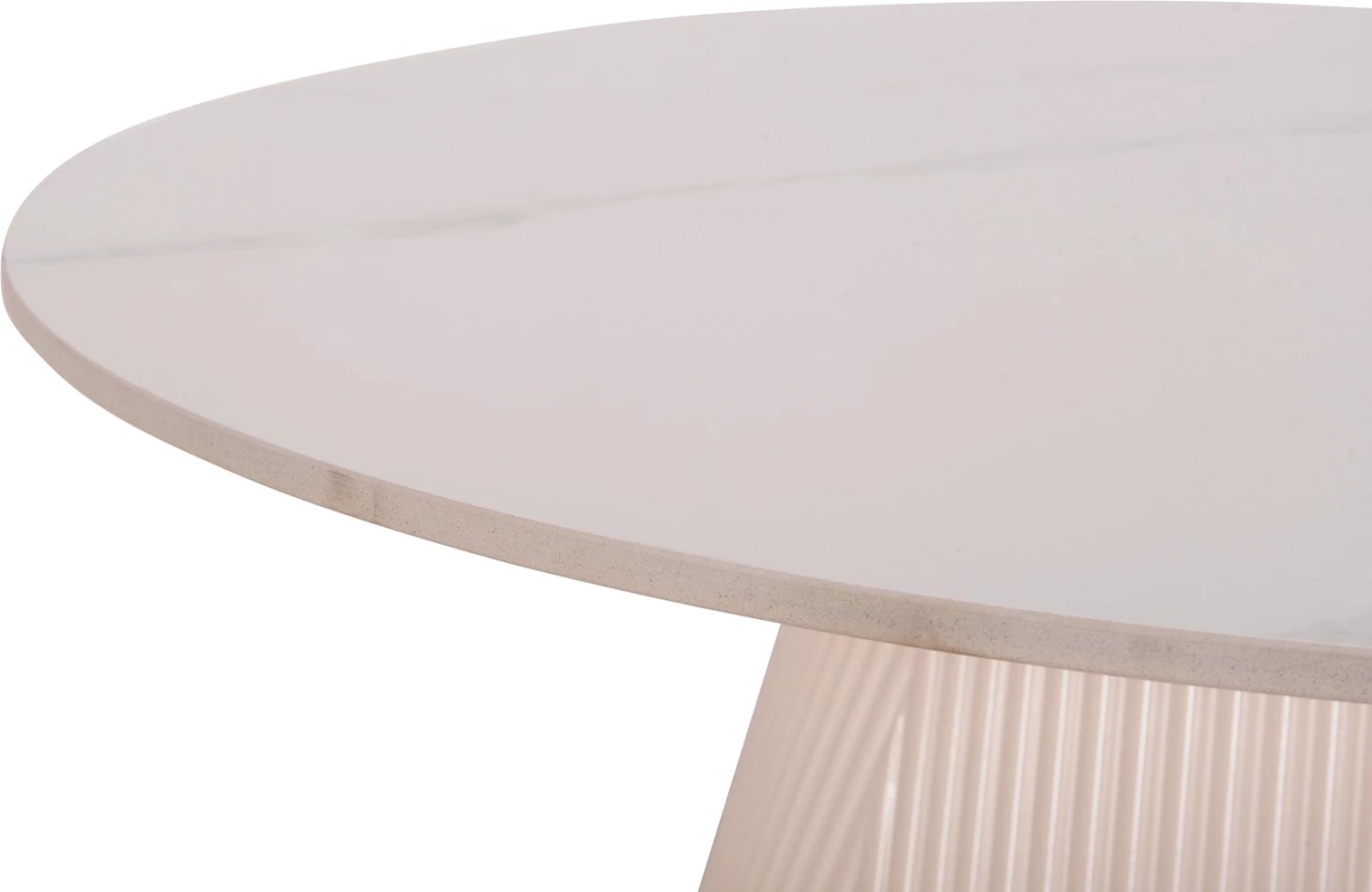 Tavolinë kafeje DUNCAN, sipërfaqe qeramike, bazë MDF, ngjyrë krem e bardhë, Φ80x41H cm.