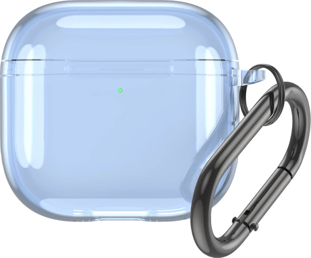 Mbështjellës Hurtel për AirPods 4 me karabiner, transparent, Blu