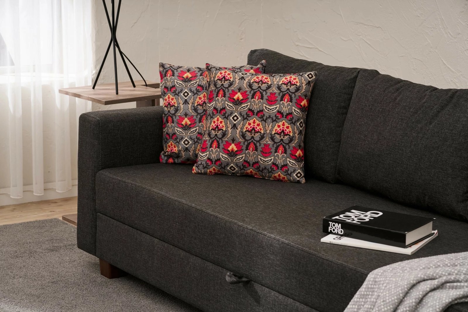 Divan-krevat treshe, Atelier del Sofa, Aly, ngjyrë antracit