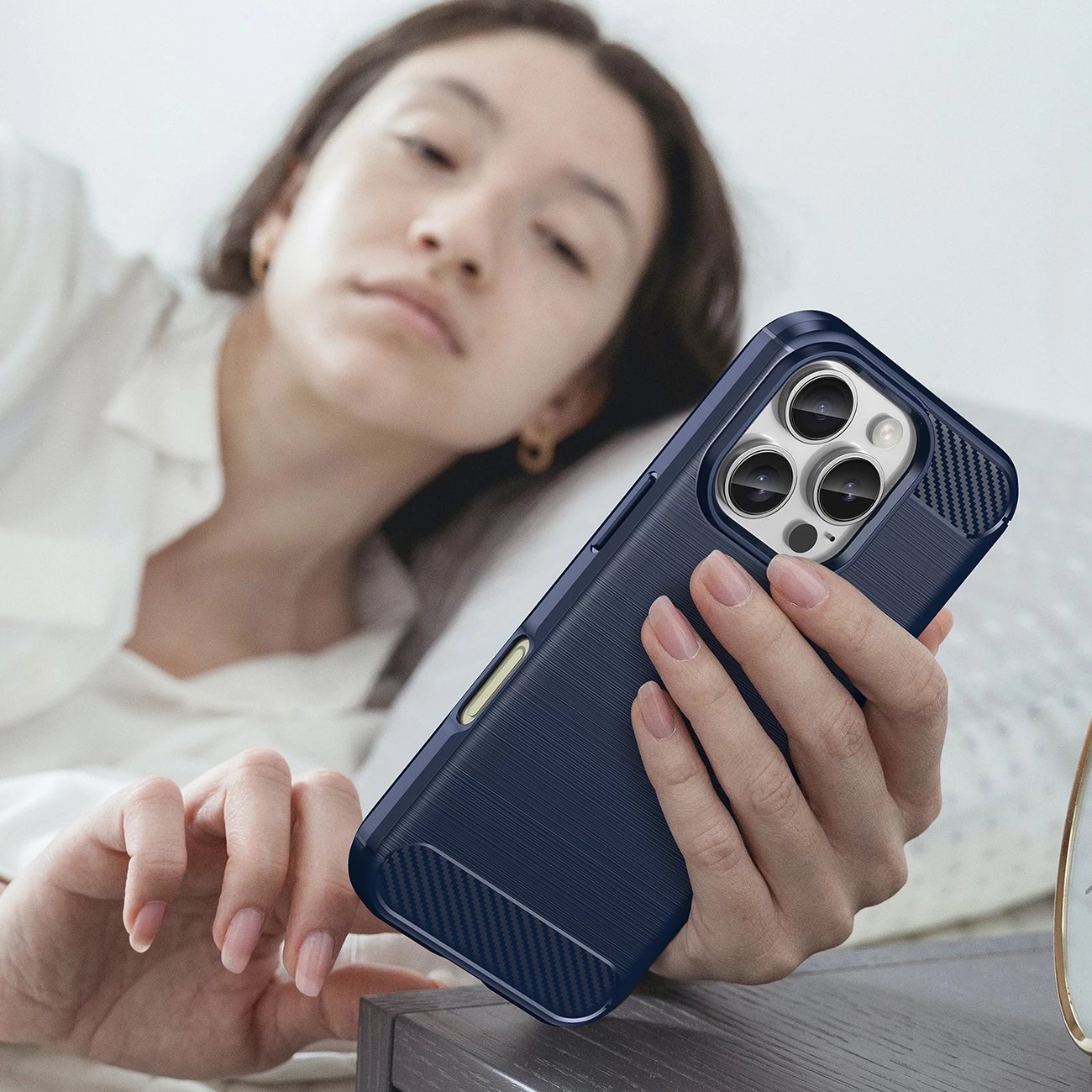 Mbështjellës Hurtel Carbon Case për iPhone 16 Pro Max, TPU, Blu