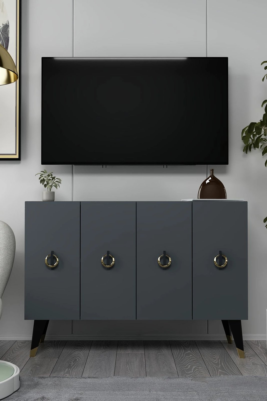 Konsol Skye Decor, anthracite, e zezë, ari, 8184KM-32