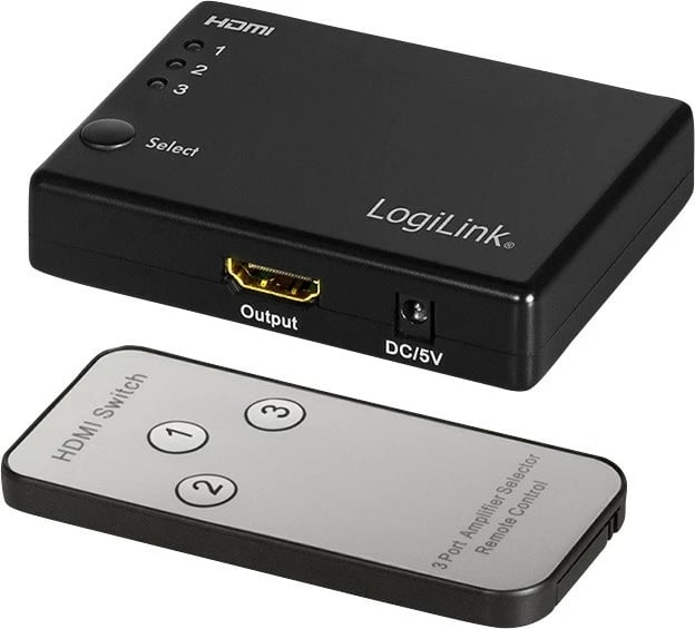 Switch HDMI 3x1 LogiLink HD0042 me telekomandë, 1080p, e zezë