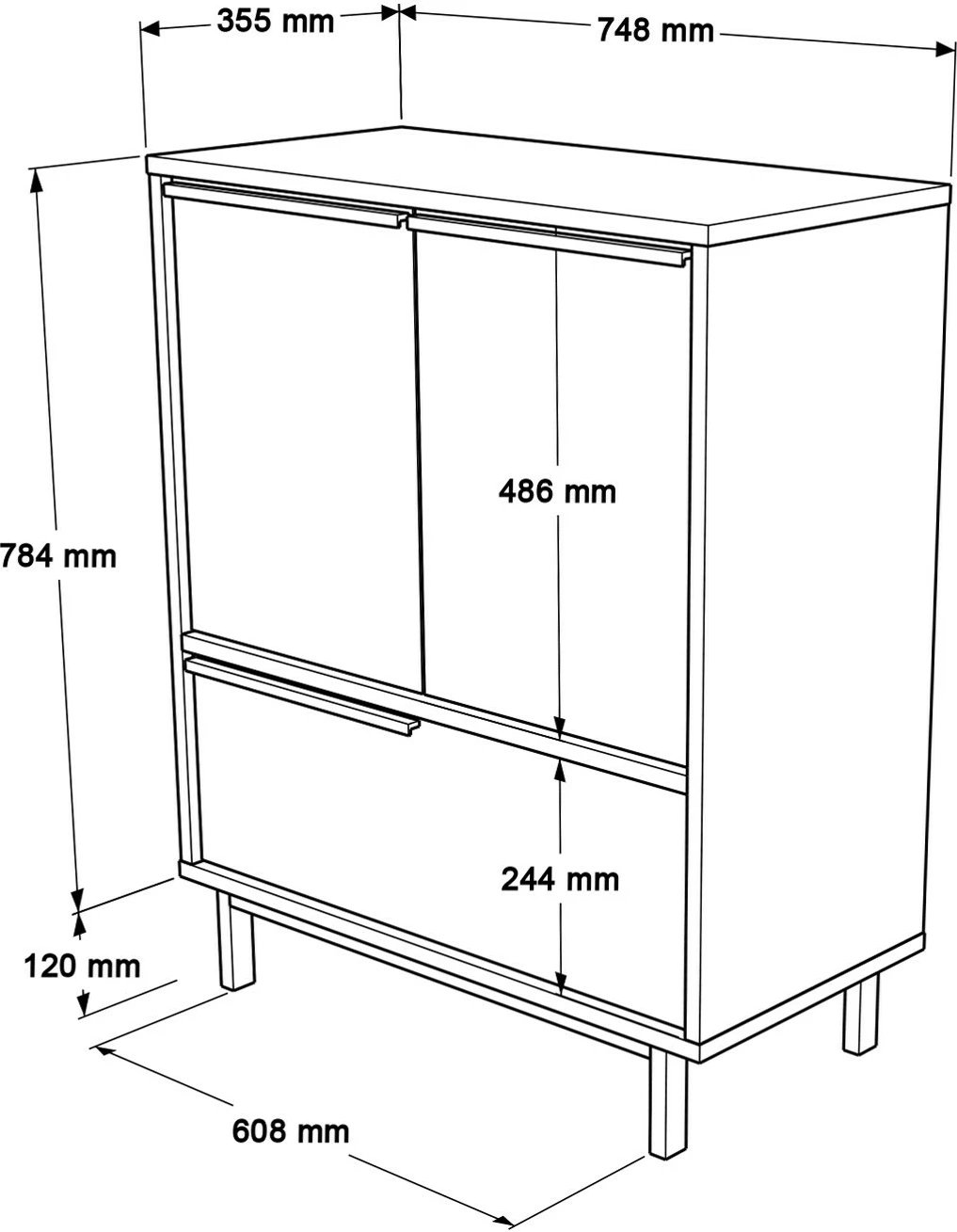 Dollap multifunksional Hanah Home, On8B-W, i bardhë