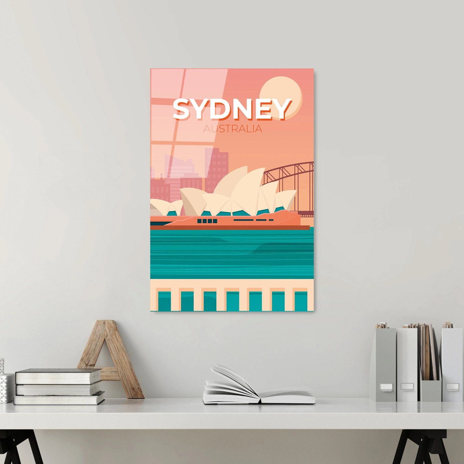 Pikturë dekorative prej xhami të temperuar, shumëngjyrëshe, 30x45cm, Sydney Australia