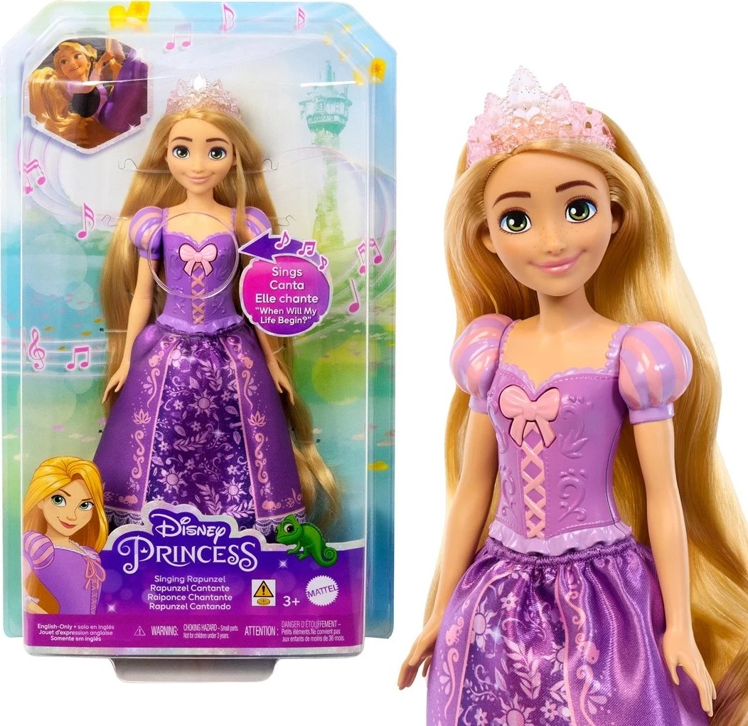 Kukull mode Disney Princess Rapunzel që këndon, MATTEL, 249243, shumëngjyrëshe