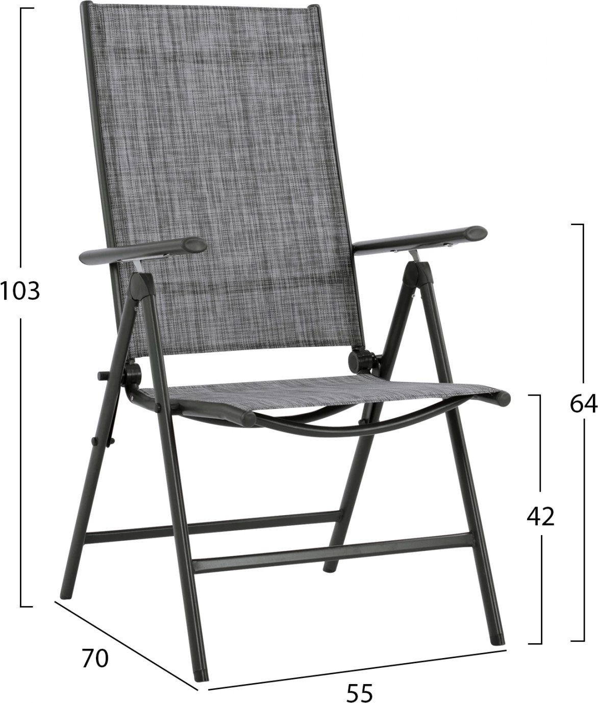 Set për darkë 7 copë, tavolinë gri 150x90 dhe karrige të palosshme FH11531.01