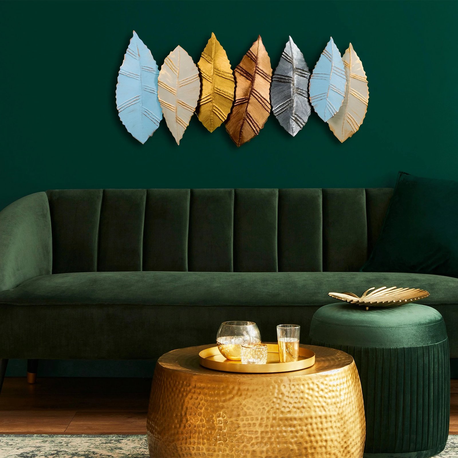 Aksesor dekorativ metalik për mur, Wallity, Hornbeam 4, shumëngjyrësh, 52x114cm