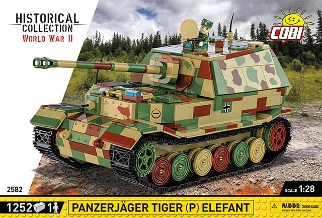Set blloqesh Cobi Klocki Panzerjäger Tiger (P) Elefant, 1252 pjesë, Kamuflazh