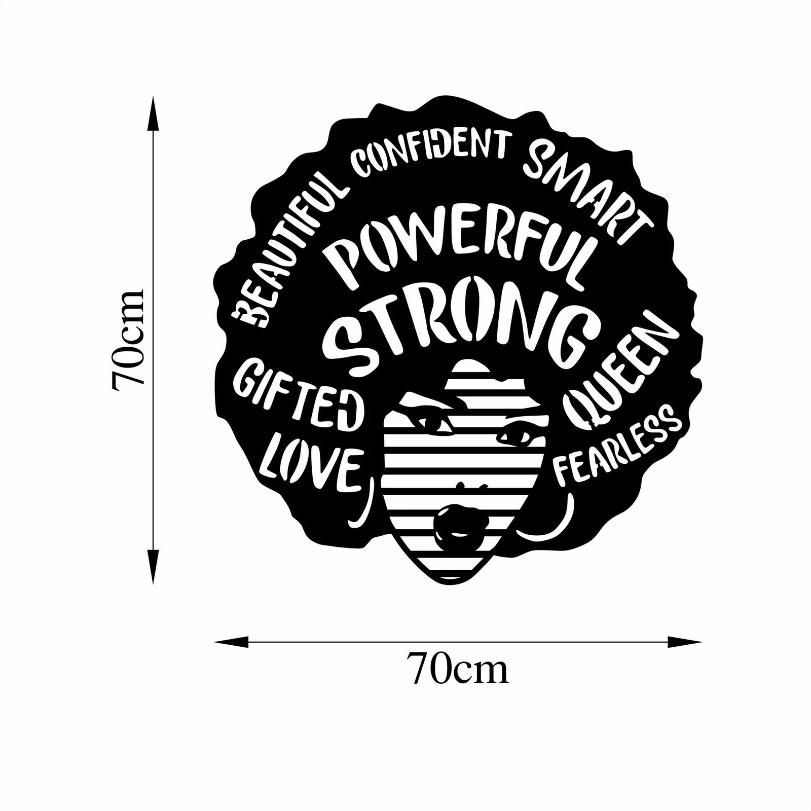 Aksesor dekorativ metalik për mur, Wallity, Powerful Strong, 70x70cm