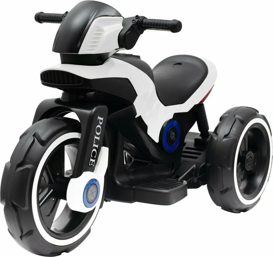 Motoçikletë elektrike për fëmijë, Baby Mix POLICE, 6V 7Ah, 2x24W, USB/MP3, LED, e bardhë