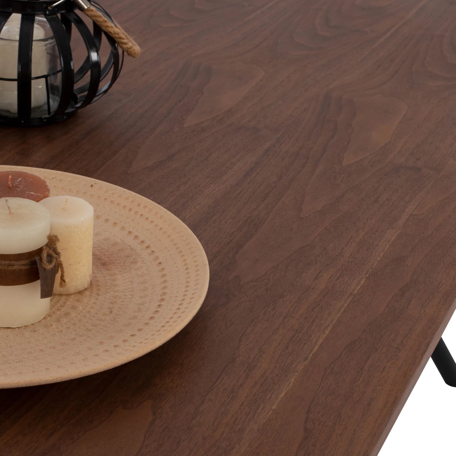 Tavolinë ngrënieje MANDY, MDF, ngjyrë arre, këmbë metali, 220x90x75 cm