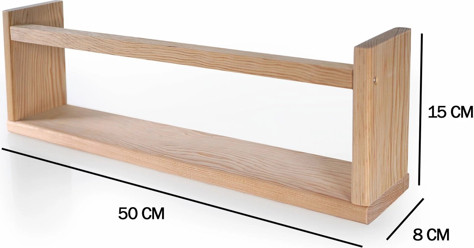 Raft muri prej druri, ngjyrë lisi, Skye Decor, BLTYZ-AKTV040, 3 copë