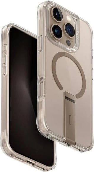 Mbështjellës UNIQ Eleva me qëndrim Vertica për iPhone 16 Pro Max 6.9", gold/taupe gold