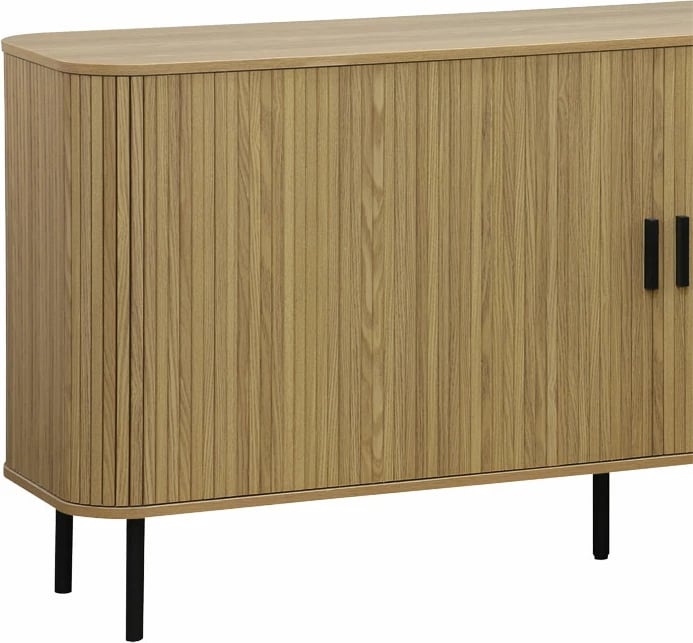 Bufe Scandi MDF ngjyrë natyrale me këmbë metali të zeza 170x45x80cm