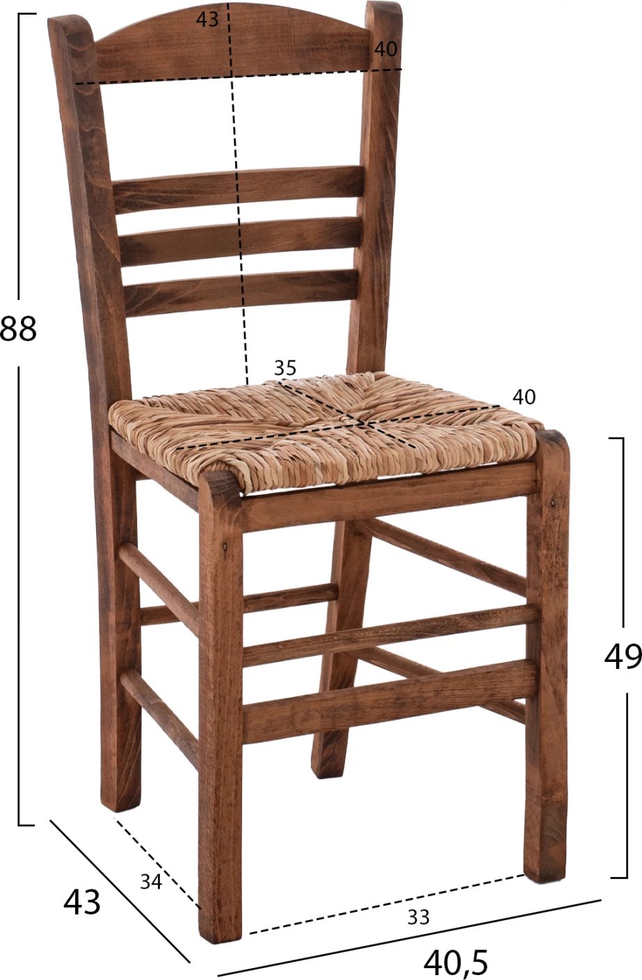 Karrige tradicionale me kashtë, ngjyrë arre, FH10369.01