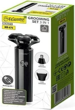 Makinë rroje Maestro MR-676 3-në-1, me trimmer, USB Type-C, e zezë