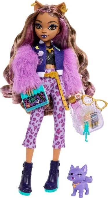 Kukull Monster High Mattel Clawdeen Wolf HRP65 me aksesorë, vjollcë, set