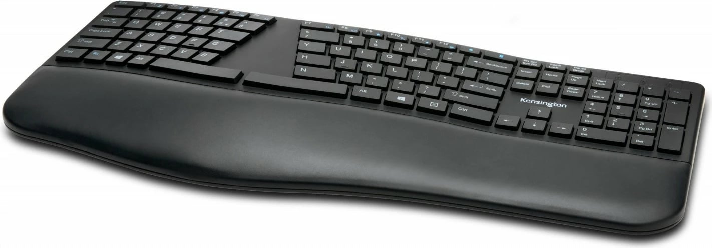 Tastierë wireless Kensington Pro Fit Ergo K75401WW, NL layout, 2.4 GHz & Bluetooth, ergonomike me mbështetëse kyçesh, e zezë
