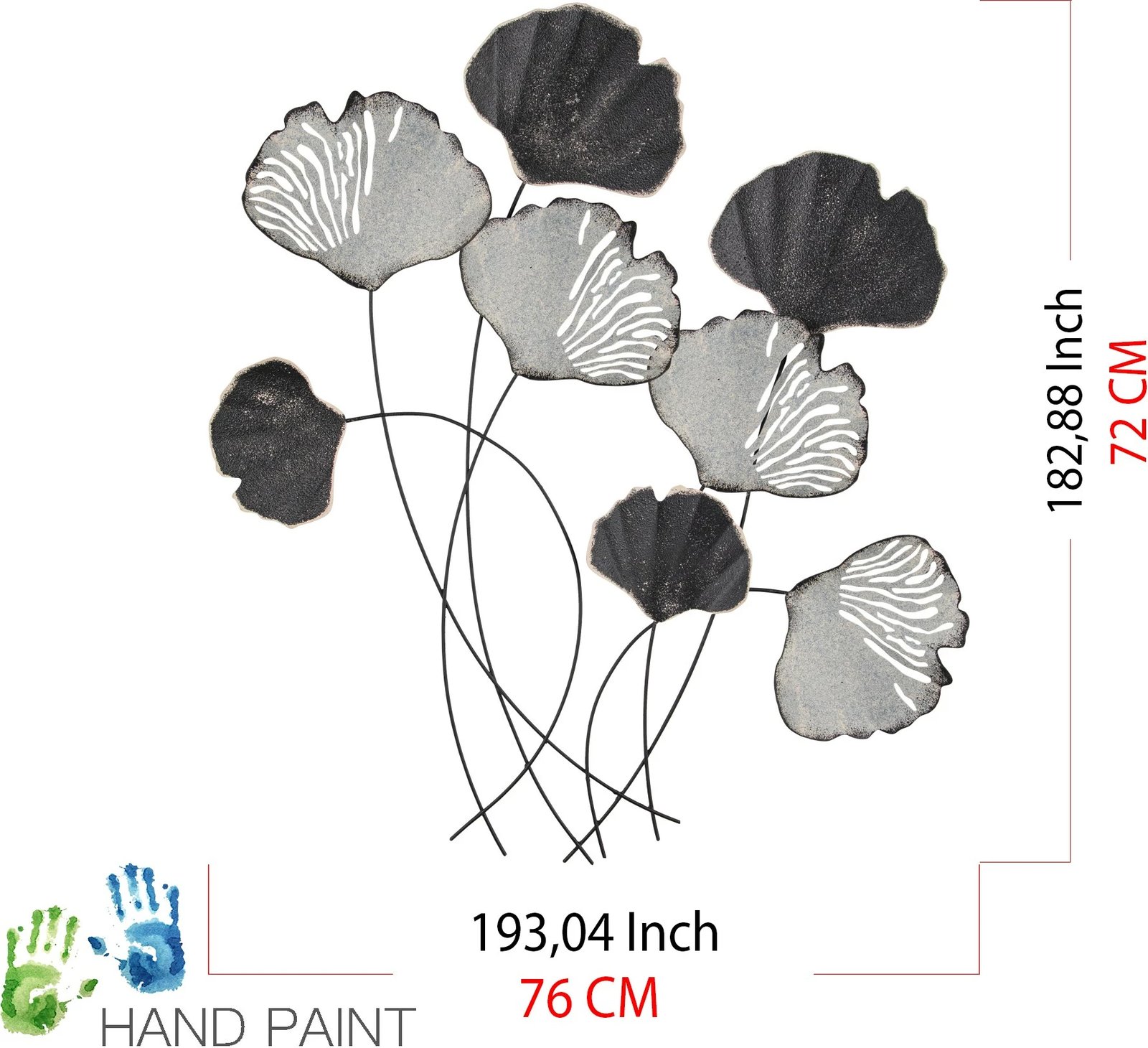 Aksesor dekorativ metalik për mur, Wallity Vuzuh 2, shumëngjyrësh, 76x5x70cm