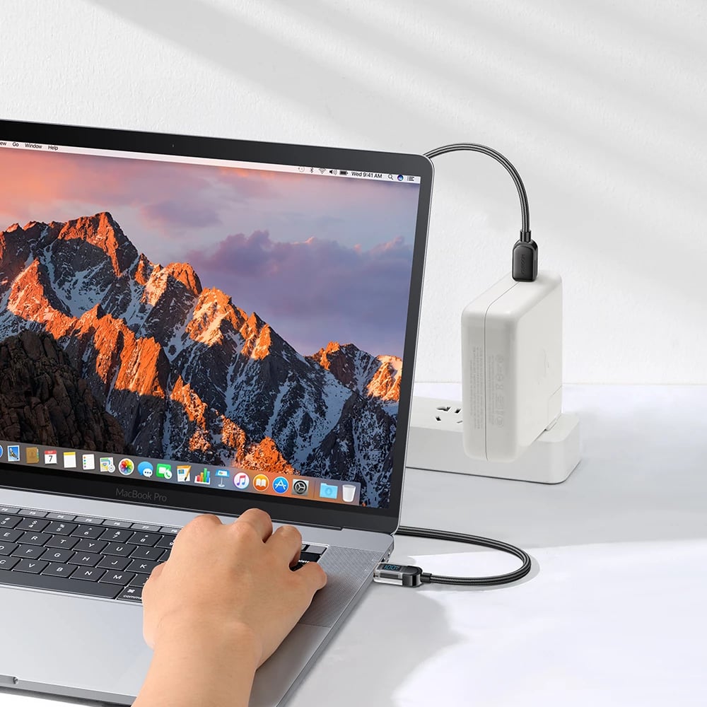 Kabllo USB-C/USB-C Joyroom A4 S-CC100A4 me ekran LED, 1.2m, 100W, e zezë