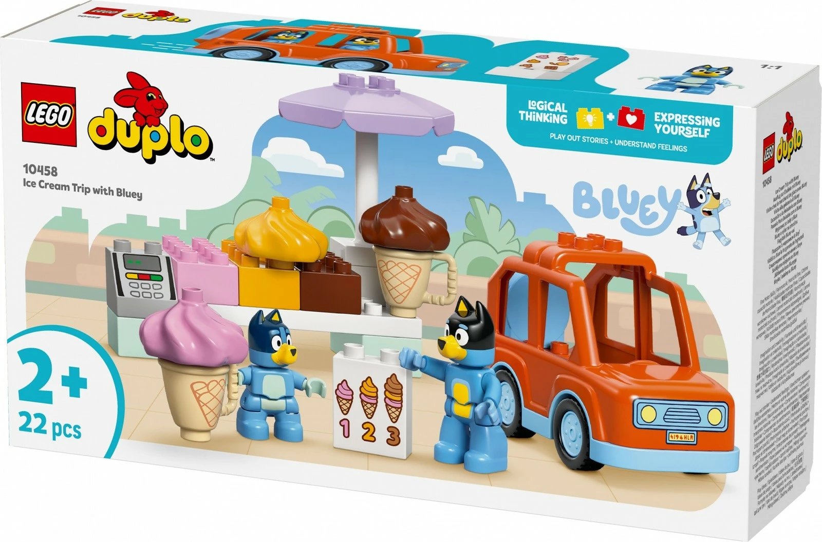 Set ndërtimi LEGO DUPLO Bluey 10458 Ice Cream Adventure, 22 pjesë, për fëmijë të vegjël Set ndërtimi LEGO DUPLO Bluey 10458 Ice Cream Adventure, 22 pjesë, për fëmijë të vegjël