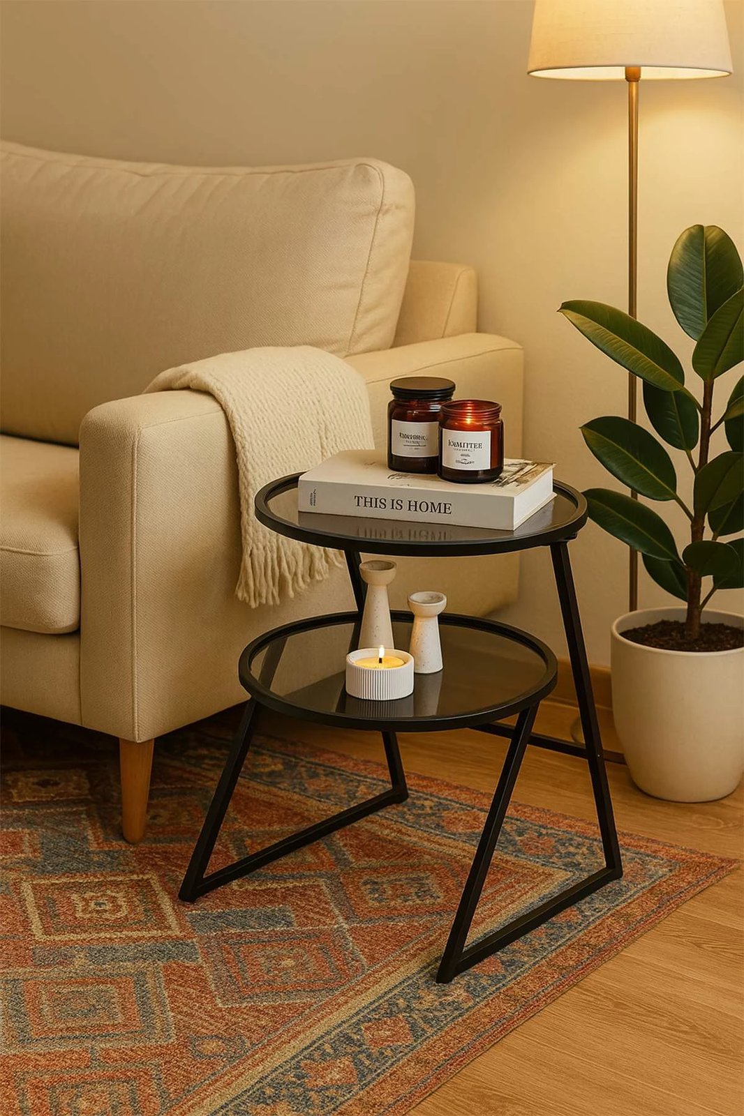 Tavolinë anësore Skye Decor, Valencia, e zezë, fume