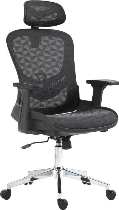 Karrige pune menaxheri Mergi, rrjetë e zezë, 62x63x120cm