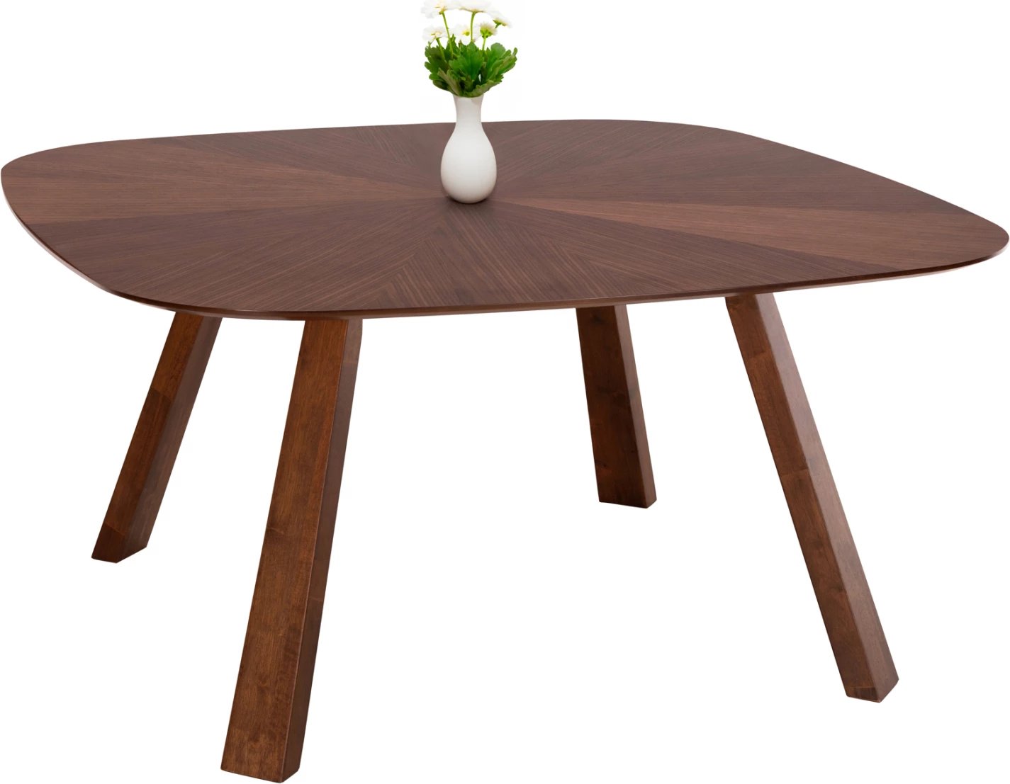 Tavolinë ngrënieje RINER, MDF, sunburst, ngjyrë arre, 150x150x75H cm