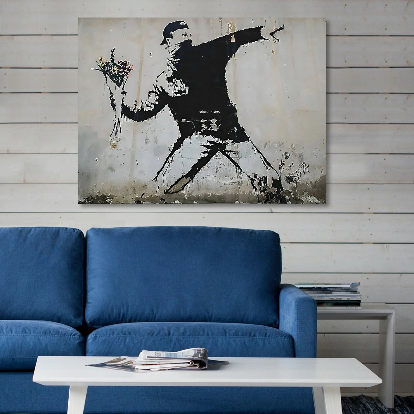 Pikturë dekorative në kanavacë, Banksy, shumëngjyrëshe, 50x70cm, me kornizë druri