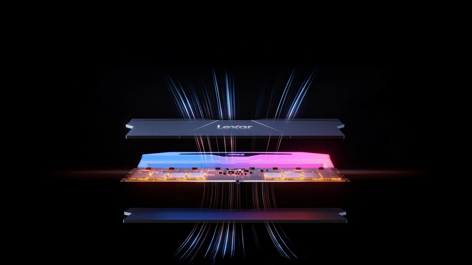RAM Memorje Lexar ARES RGB Black DDR5, 32GB (2x16GB), 6000 MHz, CL28, me ndriçim RGB, Set
