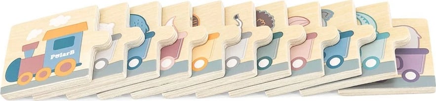 puzzle druri Viga me numra, 31 copa, tren me kafshë, për 18m+, shumëngjyrëshe