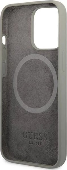 Mbështjellës Guess GUHMP13LSPLG për iPhone 13 Pro / 13 6.1", silikon, MagSafe, Gri