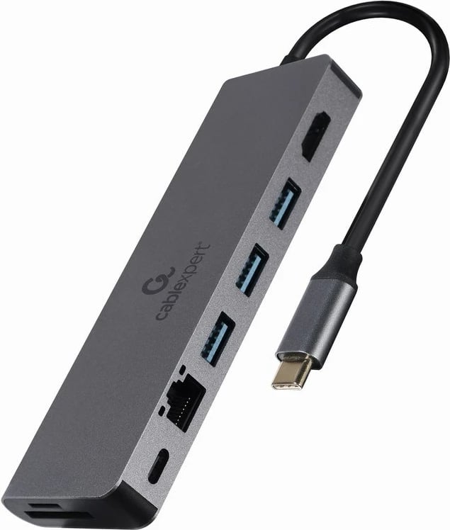 Përshtatës USB, Gembird A-CM-COMBO5-05, 5x porte, type-C, hiri