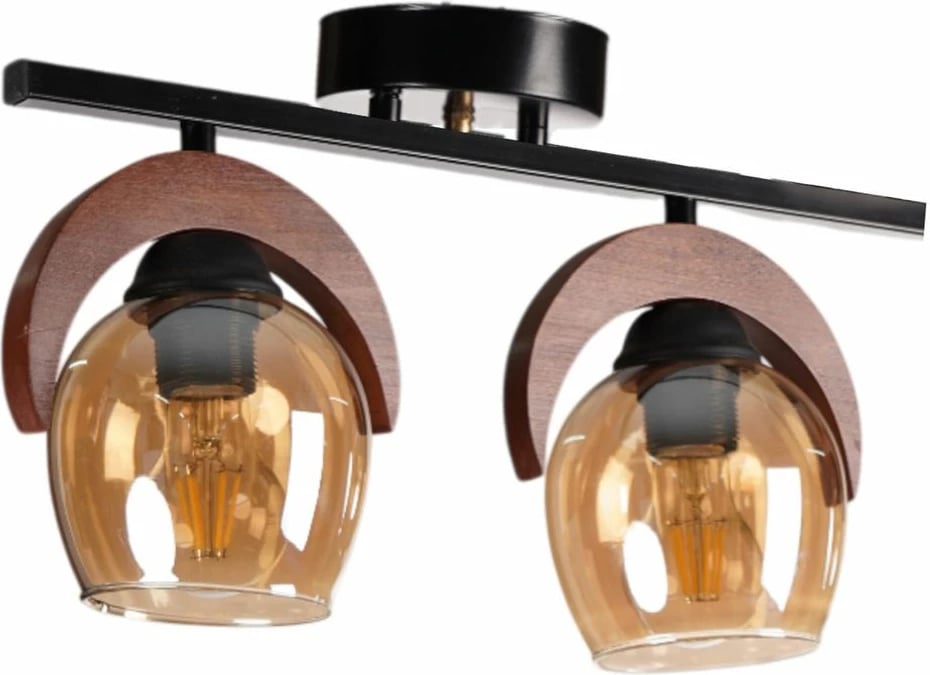 Llambë tavani Opviq, 9003-5, metal dhe dru, ngjyrë mjaltë, arre, e zezë