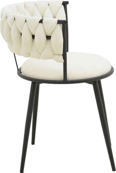 Set 2 ulëse Alkia I, stof ecru, këmbë metalike të zeza, 57x58.5x72cm