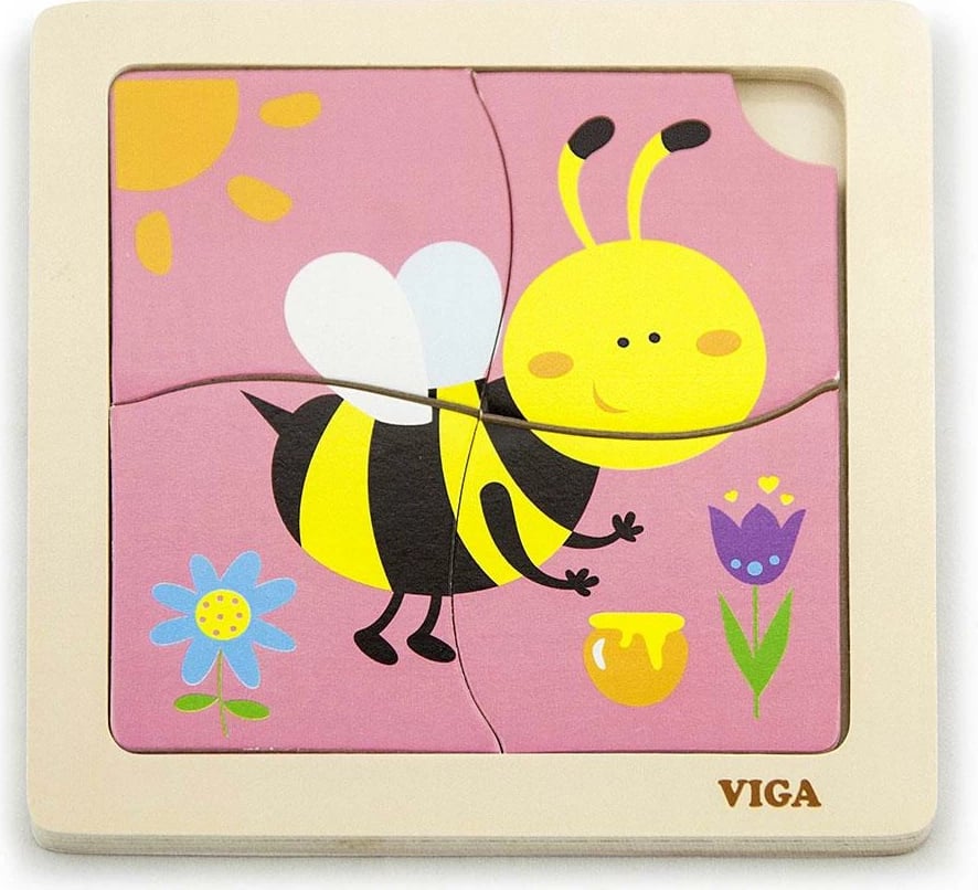 puzzle druri, Viga, 4 pjesë, bletë, 150x150 mm, 18m+, multicolor