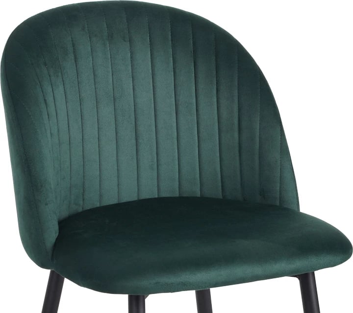 Karrige për bar, kadife, ngjyrë e gjelbër e errët, këmbë metali të zeza, 53x46.5x96.5