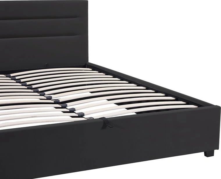 Krevat Molito kadife, ngjyrë e zezë, me hapësirë për depo, 150x200cm